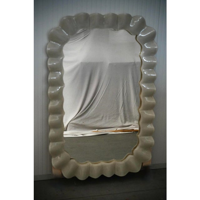 Glass Italian Cream Murano Art Glass and Brass Console Mirror, 2000s For Sale - Image 7 of 11