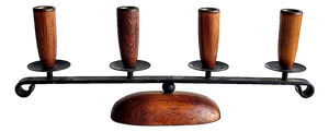 1980s Lüthje Danish Teak Wood Candelabra