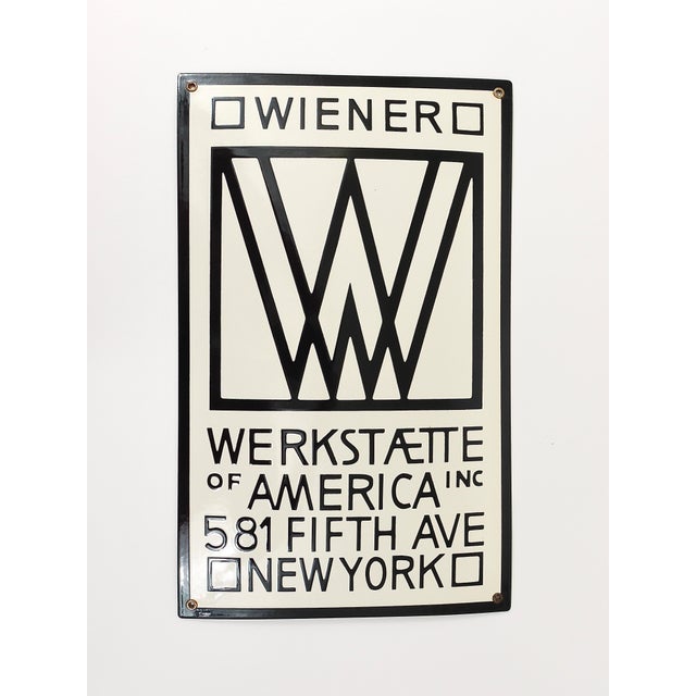 Wiener Werkstätte of America Inc New York Enameled Advertising Sign by Josef Hoffmann, 1960s For Sale - Image 14 of 18
