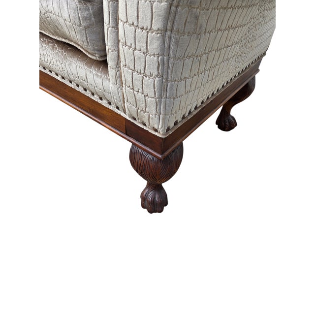 Vintage Oversized Window Bench Settee Alligator Print Paw Feet Attributed to Ralph Lauren For Sale - Image 13 of 18