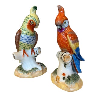 Pair of Porcelain Parrots For Sale