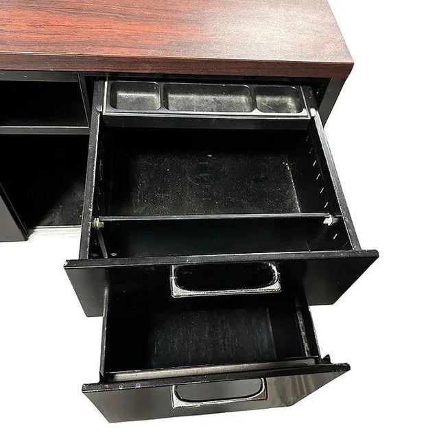 Black 1970s Modern Black & Chrome Metal Tanker Credenza by Steelcase For Sale - Image 8 of 8