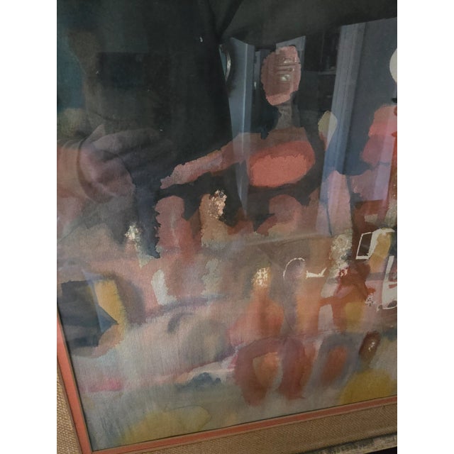 1960s Vintage Mid Century Modern Watercolor Painting Impressionist For Sale - Image 5 of 12