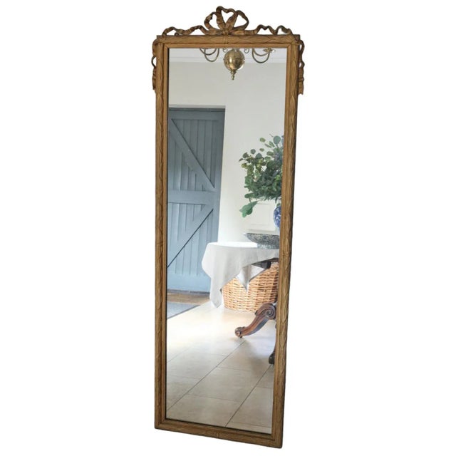 Glass Large Gilt Full Height Floor Wall Dressing Mirror, 1890s For Sale - Image 7 of 7