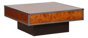 Square Coffee Table in Burl Wood, 1980s