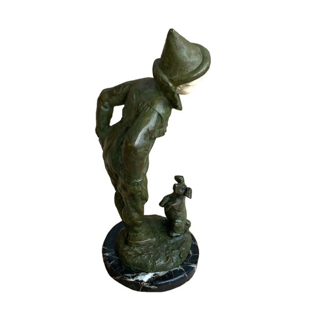 19th Century Georges Omerth French Bronze of Clown Boy With a Dog For Sale - Image 4 of 5