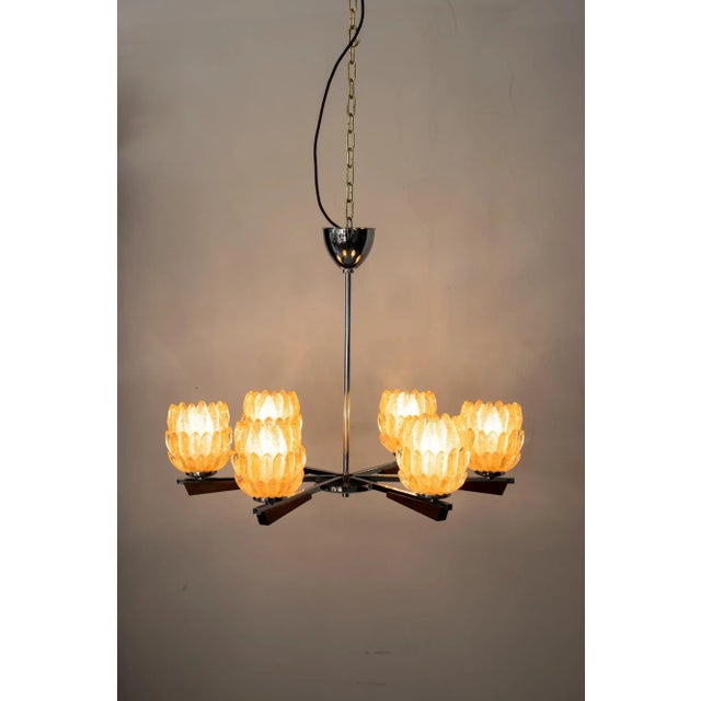 Italian Chandelier with Murano Glass Shades, 1960s For Sale - Image 4 of 7