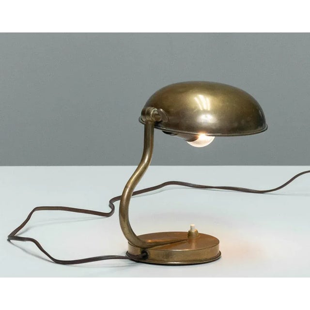 ASEA Desk Lamp with Adjustable Shade in Brass attributed to Asea, 1940s For Sale - Image 4 of 9