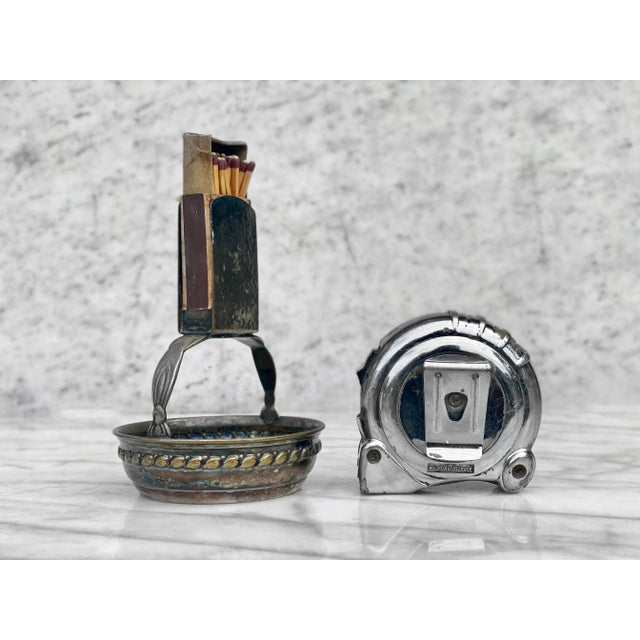 Victorian Antique Scandinavia Victorian Silver Plate Match Holder Ashtray For Sale - Image 3 of 11