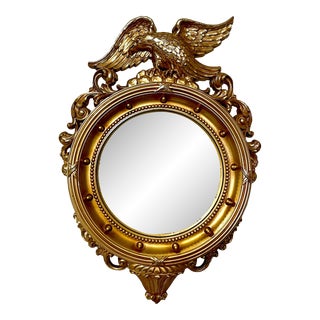 1960’s Syroco Gold Federal Convex Mirror For Sale