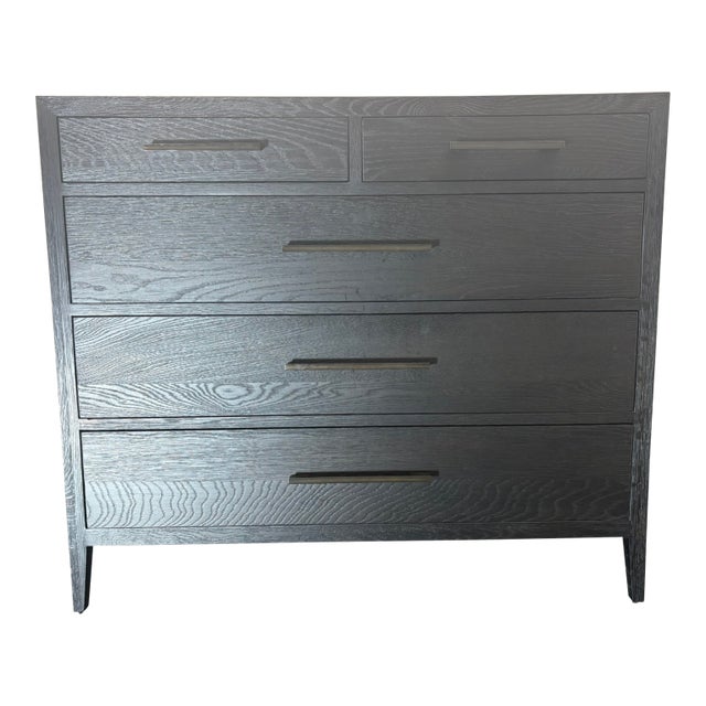 Rh French Contemporary 5-Drawer Dresser Black Oak | Satin Bronze Hardware | Designed by Van Thiels For Sale