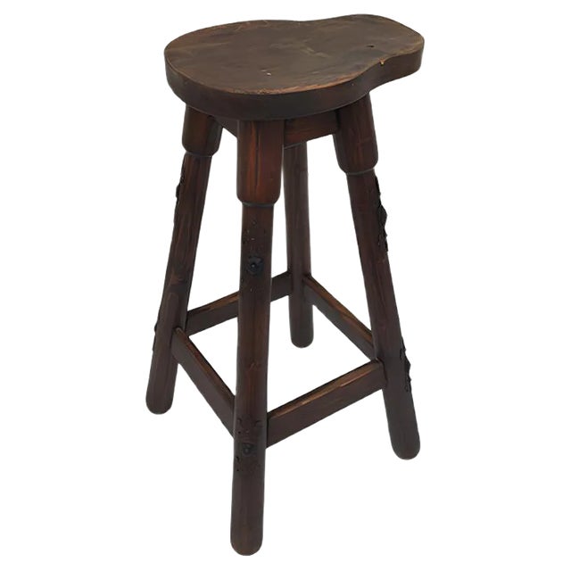 Wooden Barstool, 1970s For Sale