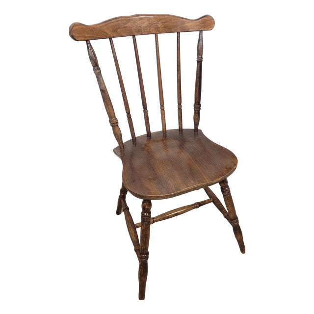 Vintage English Elm Spindle Back Kitchen Chair, 1970 For Sale