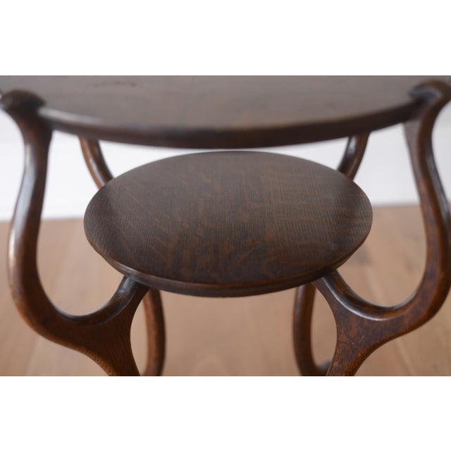 Small Antique Art Nouveau Style Two-Tier Tiger Oak Side Table For Sale In San Francisco - Image 6 of 10