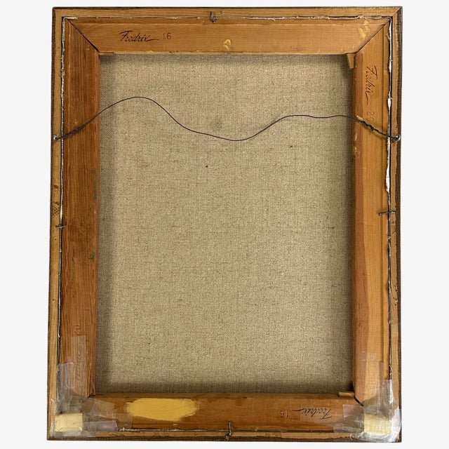 1980s Vintage Expressionist Portrait of Artist With Skull, Signed (Oil on Canvas) For Sale - Image 5 of 6