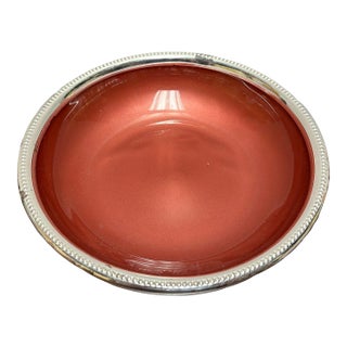 Mid-Century W. & S. Blackinton Silverplate Bowl With Coral Enamel Interior For Sale