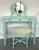 Shabby Chic Vintage Vanity With Coordinating Stool Painted in an Ethereal Blue With New Upholstery For Sale - Image 3 of 18