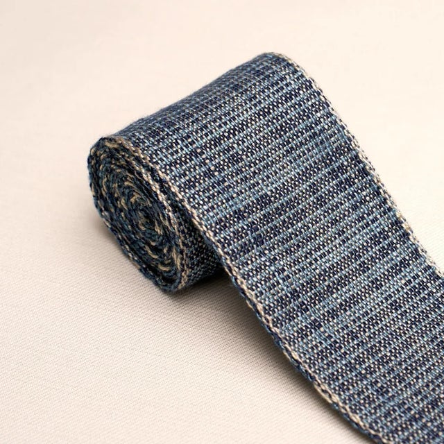 Contemporary SAMPLE - Schumacher Tweed Tape Medium In Indigo For Sale - Image 3 of 3