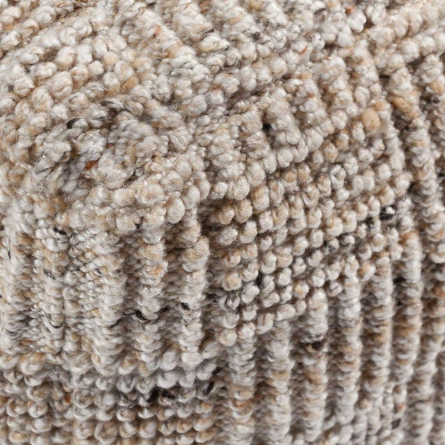 Contemporary Outdoor Woven Caramel & Ivory Pouf Stool For Sale - Image 3 of 3