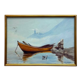 Vintage Coastal O/C Painting by Thomas Kerwick (1923-2015) For Sale