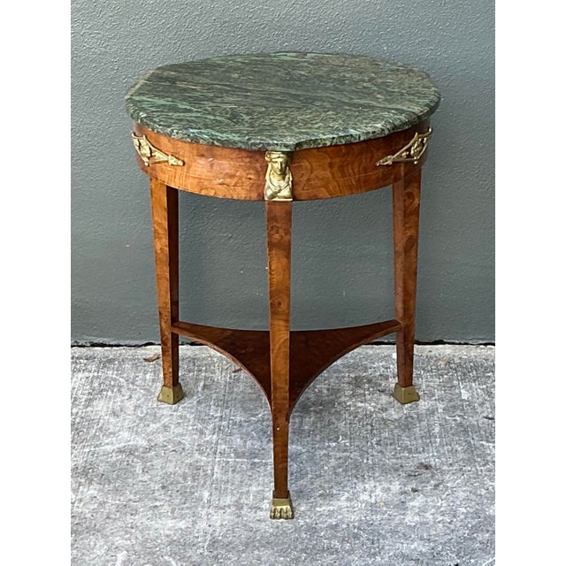 Late 20th Century Vintage Ormolu Green Marble Side Table For Sale - Image 5 of 12