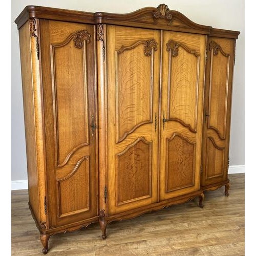 Vintage French Louis XVI Style 4-Door Carved Armoire For Sale - Image 12 of 12