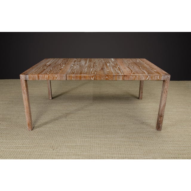 1970s Lou Hodges California Modern Cerused Oak Extendable Dining Table, c 1979, Signed For Sale - Image 5 of 12