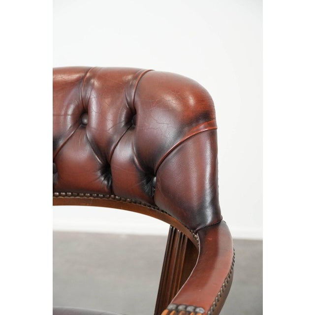 English Style Dark Brown Cowhide Chesterfield Chair For Sale - Image 9 of 13