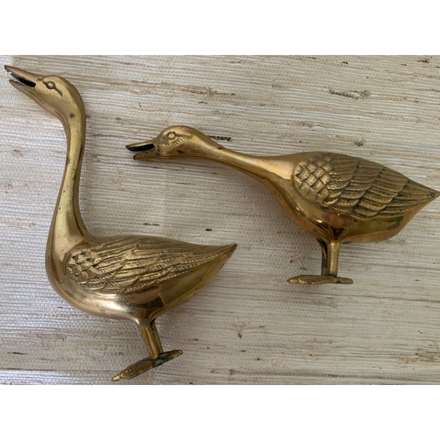 1960s Vintage Brass Duck Figurines - a Pair For Sale - Image 5 of 5