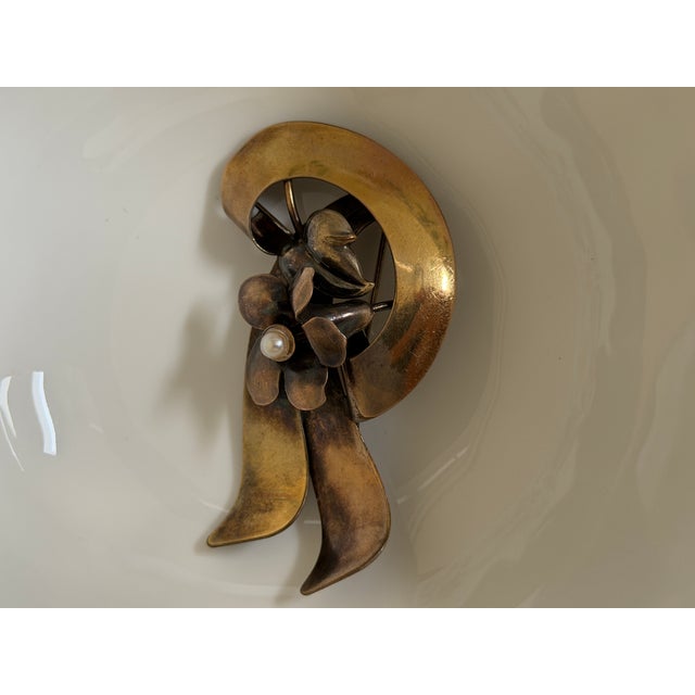 A Vintage Multi-Dimensional Floral and Ribbon Brooch, Featuring a ...