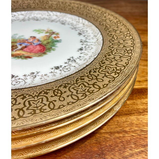 Set of 4 Royal Crown China 22k Gold Leaf Plates Dimensions: 11" diam. Provenance: From the Estate of Werner Sonn, former...