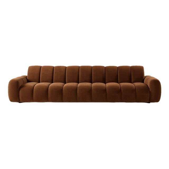 Temple Sofa in Brown Velvet by Moanne For Sale