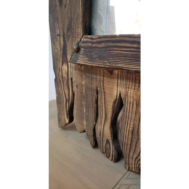 2010s Moroccan Aged and Repurposed Wooden Mirror For Sale - Image 5 of 7