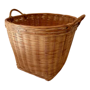 Mid 20th Century Vintage Wicker Basket With Handles