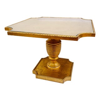 1960s Italian Giltwood Hollywood Regency Gilt Rope & Églomisé Pedestal Side Table For Sale