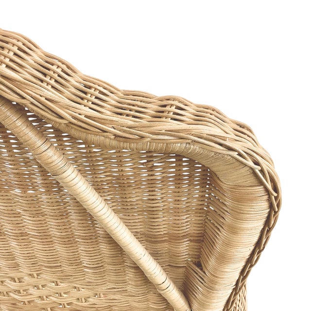 Vintage High-Back Woven Wicker & Rattan Armchair For Sale - Image 14 of 18