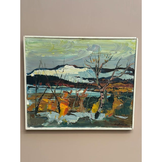 Harry Sahlin, Autumn Shore, 1973, Oil on Panel, Framed For Sale - Image 4 of 18