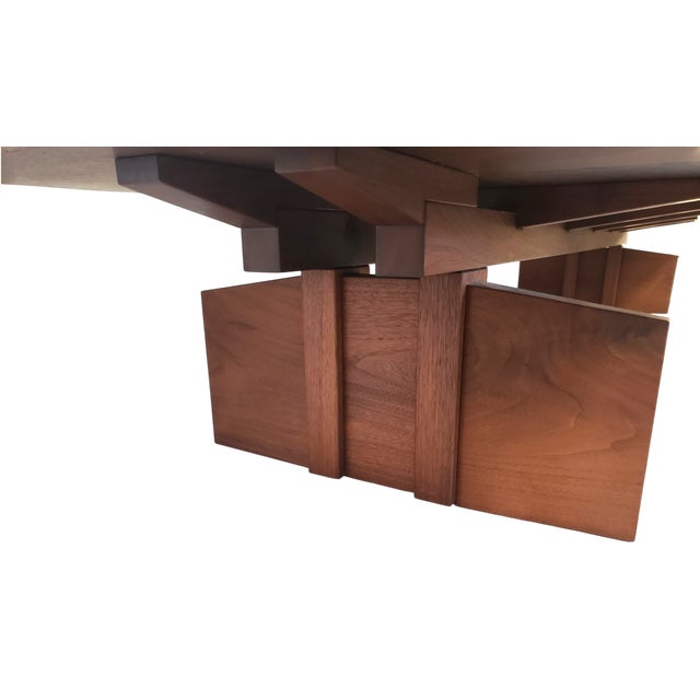 Early 21st Century Stunning Solid Black Walnut Architecturally Significant Japanese Influenced Coffee Table For Sale - Image 5 of 12
