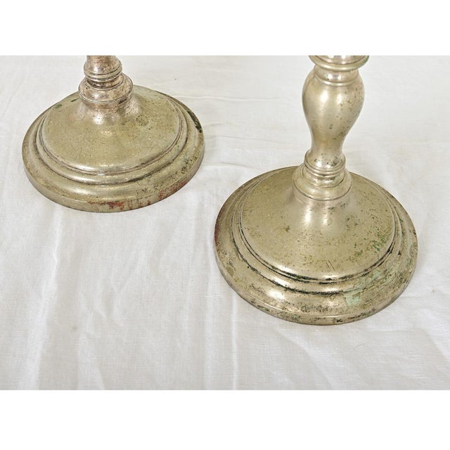 French Pair of 19th Century Pewter Candlesticks For Sale In Baton Rouge - Image 6 of 10