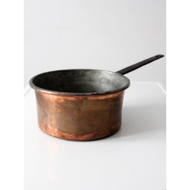Copper Antique Copper Saucepan With Iron Handle For Sale - Image 8 of 13