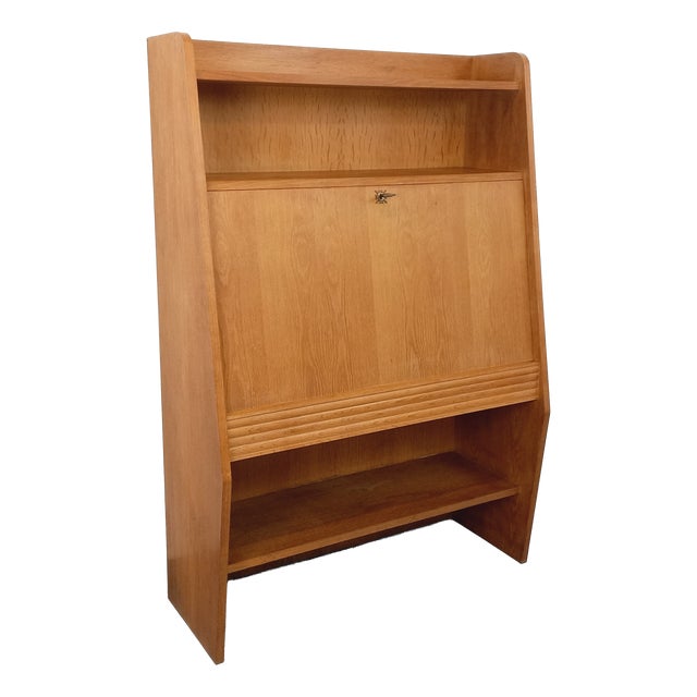 Vintage Oak Bookcase with Secretary, 1960s For Sale
