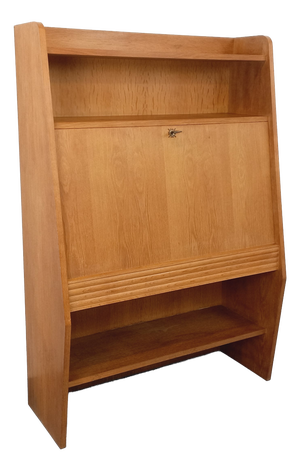 Vintage Oak Bookcase with Secretary, 1960s