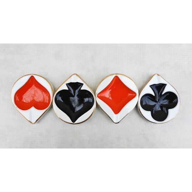Vintage Porcelain Playing Card Themed Ashrays, 1960s, Set of 4 For Sale - Image 4 of 9