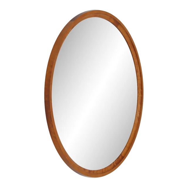 Flame Birch Round Mirror by Axel Larsson for Svenska Möbelfabriken, 1930s For Sale