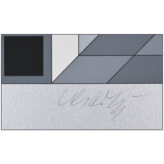 Victor Vasarely 1980 Composition Silver Geometric Abstract Gray Silkscreen Victor Vasarely For Sale - Image 4 of 6