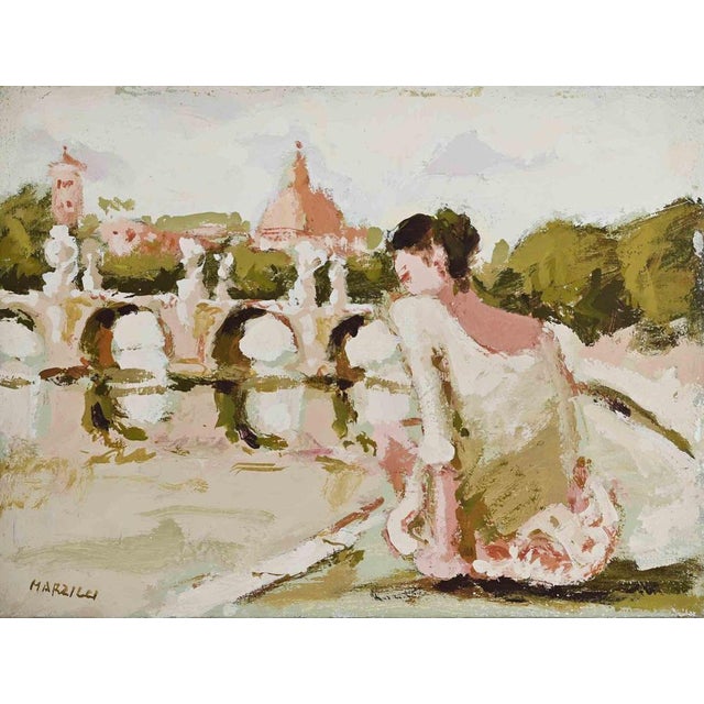 Oil on canvas realized by Franco Marzilli (1934-2010) in 1970s. Hand signed lower right. Very good condition. Franco...