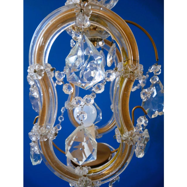 Small Vintage Crystal and Glass Chandelier, 1950s For Sale - Image 11 of 12