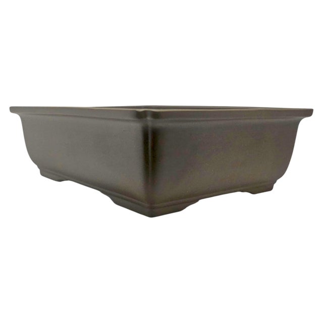 Mid 20th Century Mid-to-Late 20th Century Japanese Brown Rectangular Ceramic Bonsai Planter For Sale - Image 5 of 12
