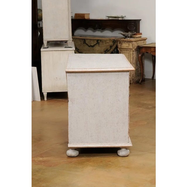 Wood 1740s Swedish Baroque Painted Buffet with Carved Doors and Pull Out Drawer For Sale - Image 7 of 13