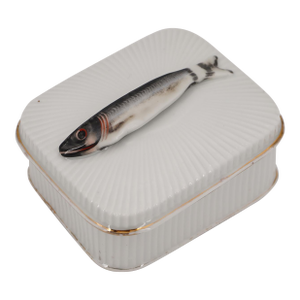 Antique 1800s Austrian Hand Painted Porcelain Lidded Sardine Box
